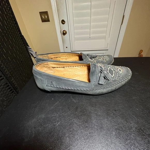 Santoni size 12 men’s grey loafers made in Italy